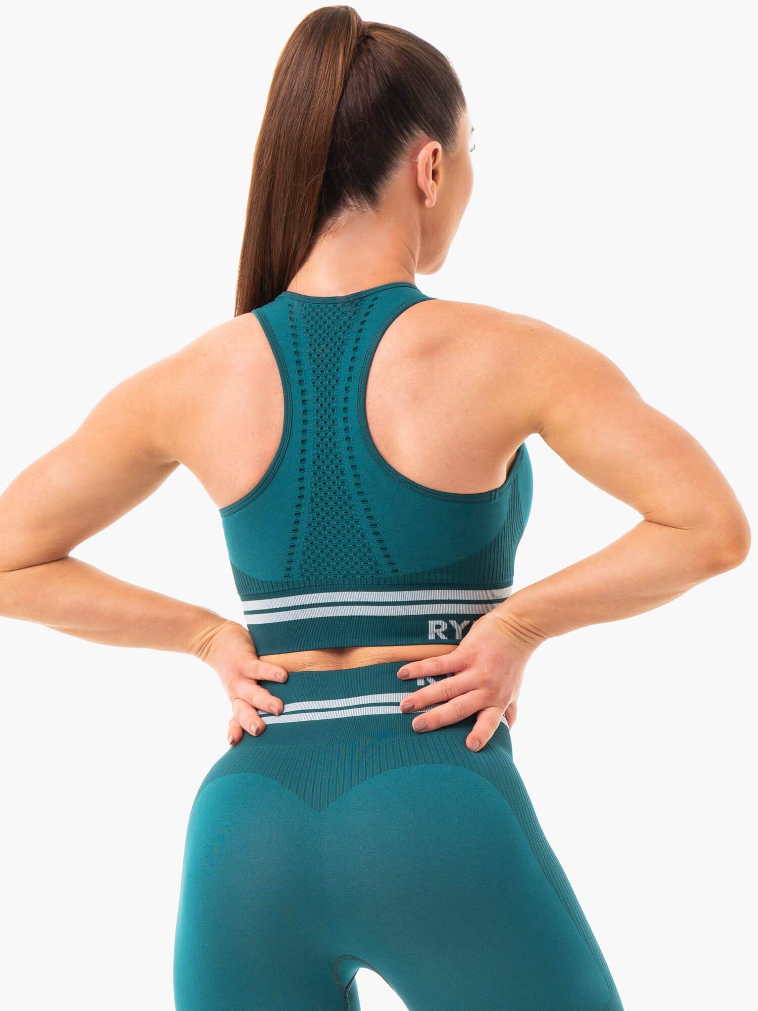 Freestyle Seamless Longline Sports Bra for Women - Emerald Green Workout Top for Yoga, Running & Gym - Breathable High Support Athletic Bra