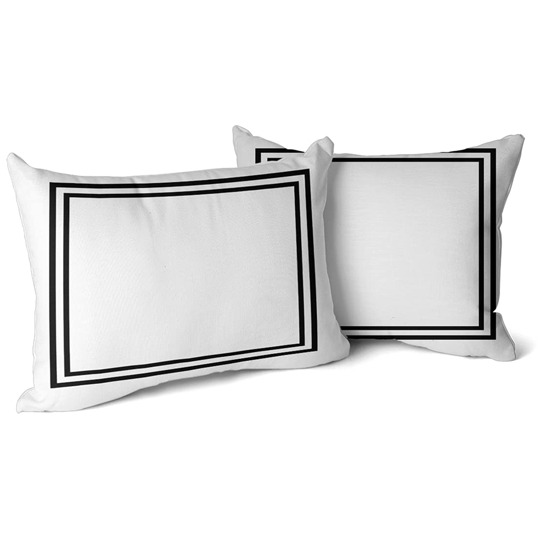 Premium Decorative Throw Pillow Covers 20x30 Inches - Black Border White Pillowcases Set of 2 for Sofa & Bedroom - Soft Cushion Covers for Living Room, Dorm, Office Decor & Cozy Home Styling