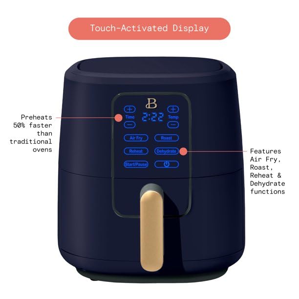 6 Qt Air Fryer with TurboCrisp Technology - Touch-Activated Digital Display, Adjustable Temperature (175°F-400°F) - Starry Night Collection by Drew Barrymore - Perfect for Healthy Frying, Roasting, Baking & Reheating Food in Your Kitchen