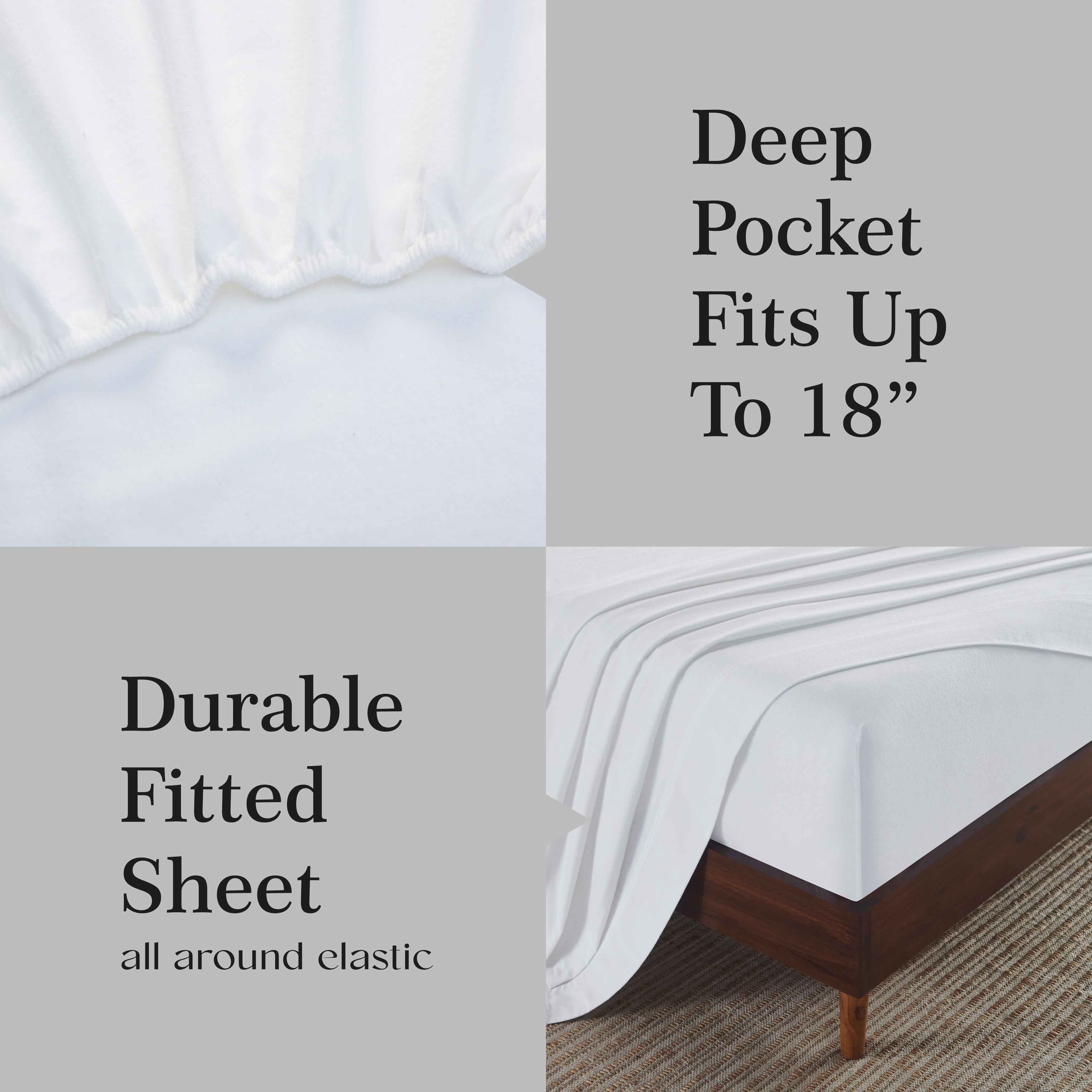 Premium Rome Flannel Cotton Solid Brushed Deep Pocket Sheet Set - Ultra Soft & Cozy Bedding for Winter - Perfect for Master Bedroom, Guest Room & Dorm Use