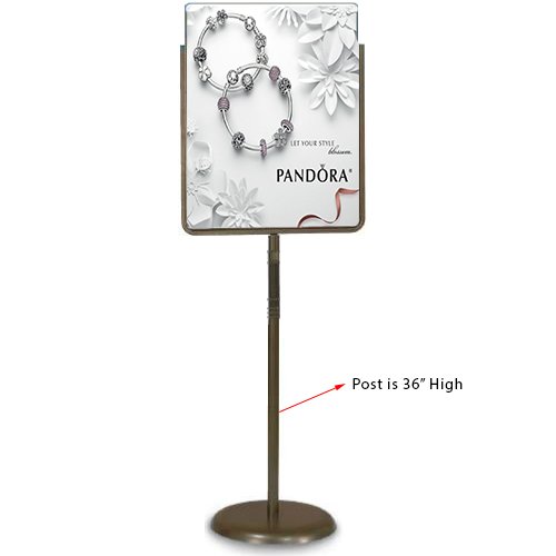 22x28 Poster Stand Pedestal Sign Holder - Bronze Finish Display Stand for Retail, Events & Trade Shows | Durable Metal Signage Holder for Stores, Exhibitions & Advertising