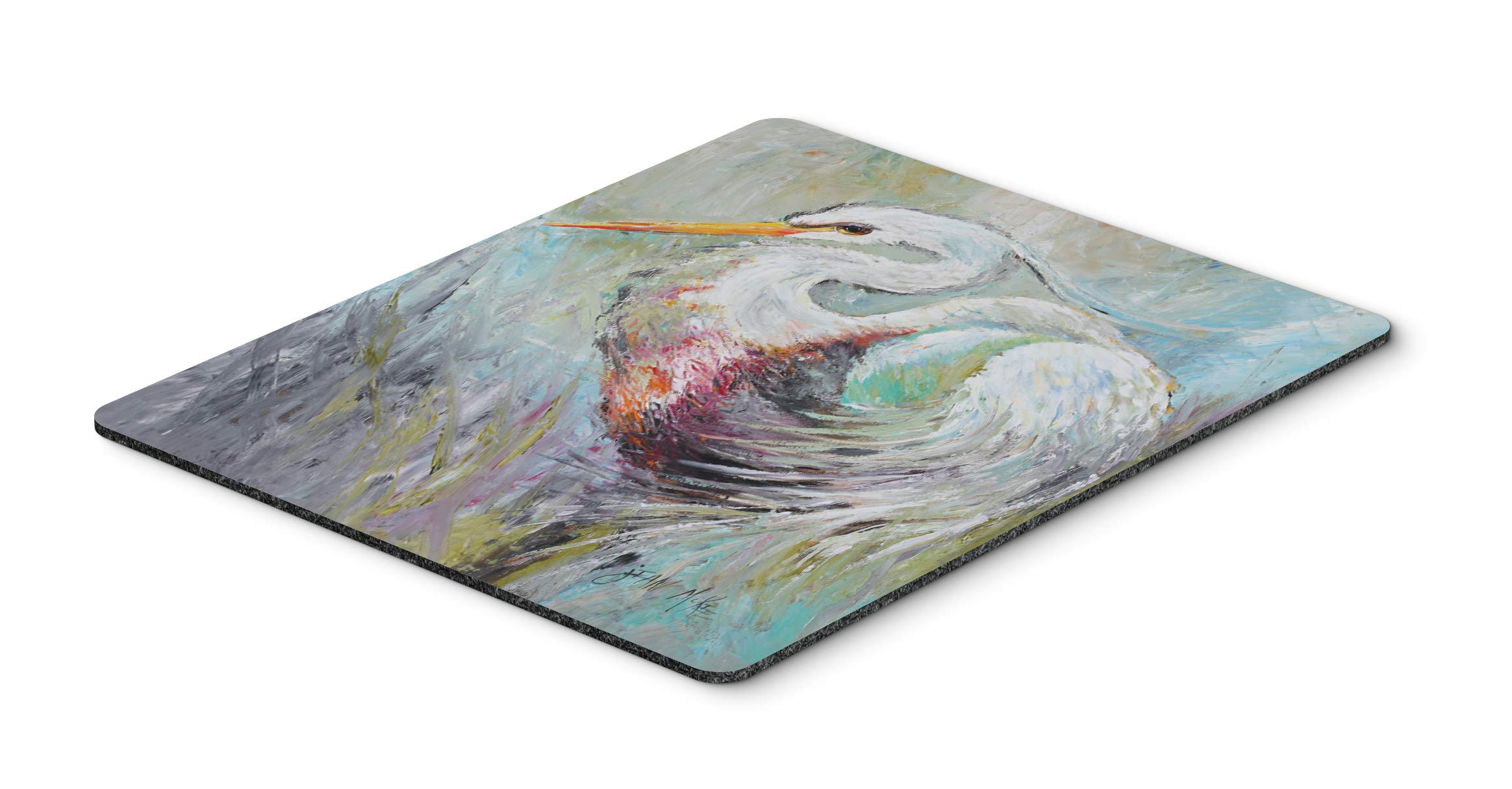 White Egret Mouse Pad & Trivet - Large Multicolor Heat Resistant Desk Mat for Office & Kitchen - Perfect for Computer Work & Hot Dish Protection