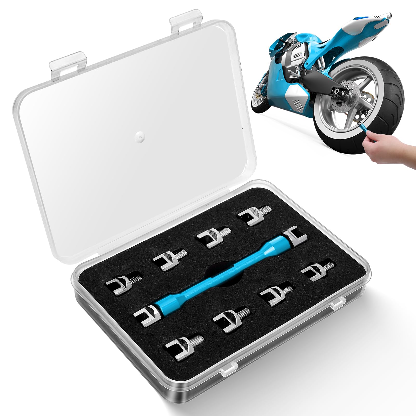Premium Motorcycle Spoke Wrench Set - CNC Spanner Kit (5.0-6.8mm) with Durable Storage Box for Bike Wheel Maintenance - Perfect for Road Bikes, Dirt Bikes & Cruisers (Blue) - WODHMIEYgrkzgqvbu1-11