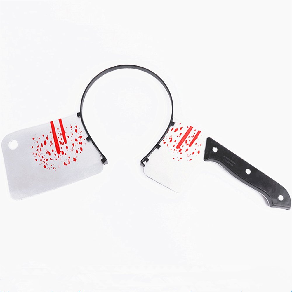 Scary Bloody Cleaver Headband - Halloween Horror Cosplay Prop, Funny Kitchen Knife Costume Accessory for Halloween Parties & Horror Themed Events