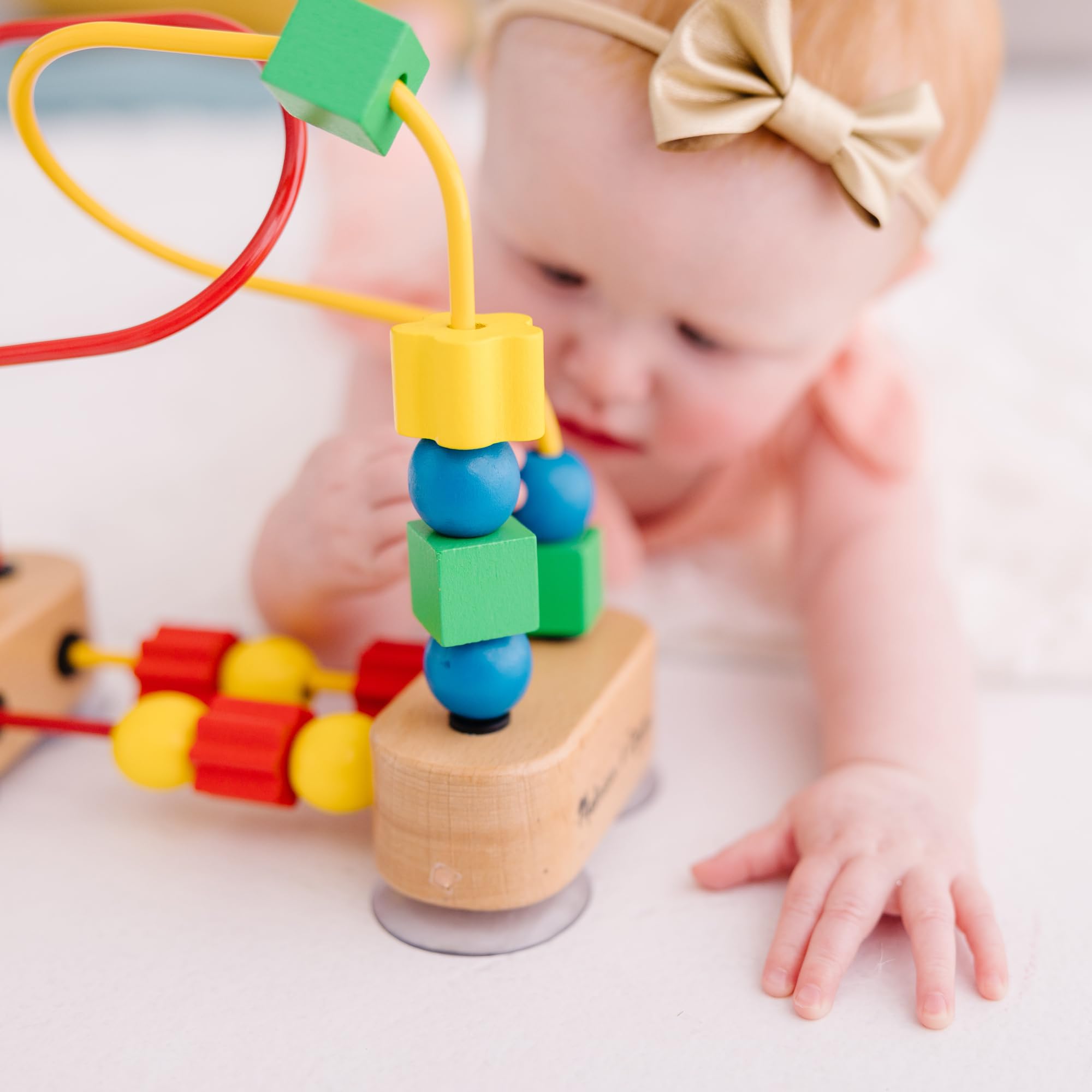 Melissa & Doug First Bead Maze - Wooden Educational Toy for Toddlers & Babies | Montessori Learning Activity for Fine Motor Skills | Perfect for Floor Play, High Chair & Table Use