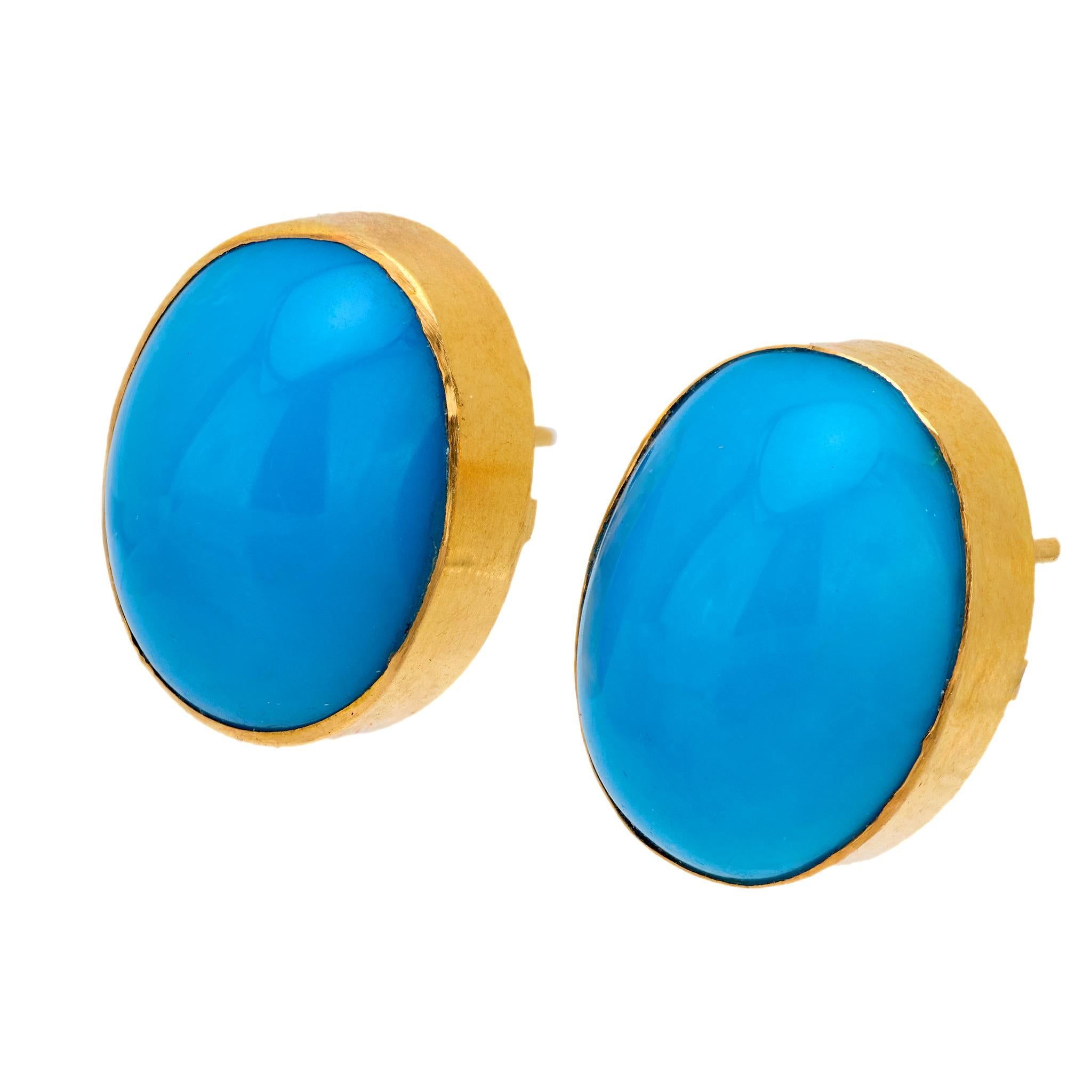 Victorian Style 18k Gold Turquoise Stud Earrings for Women - Elegant Jewelry Gift for Birthday, Anniversary & Special Occasions