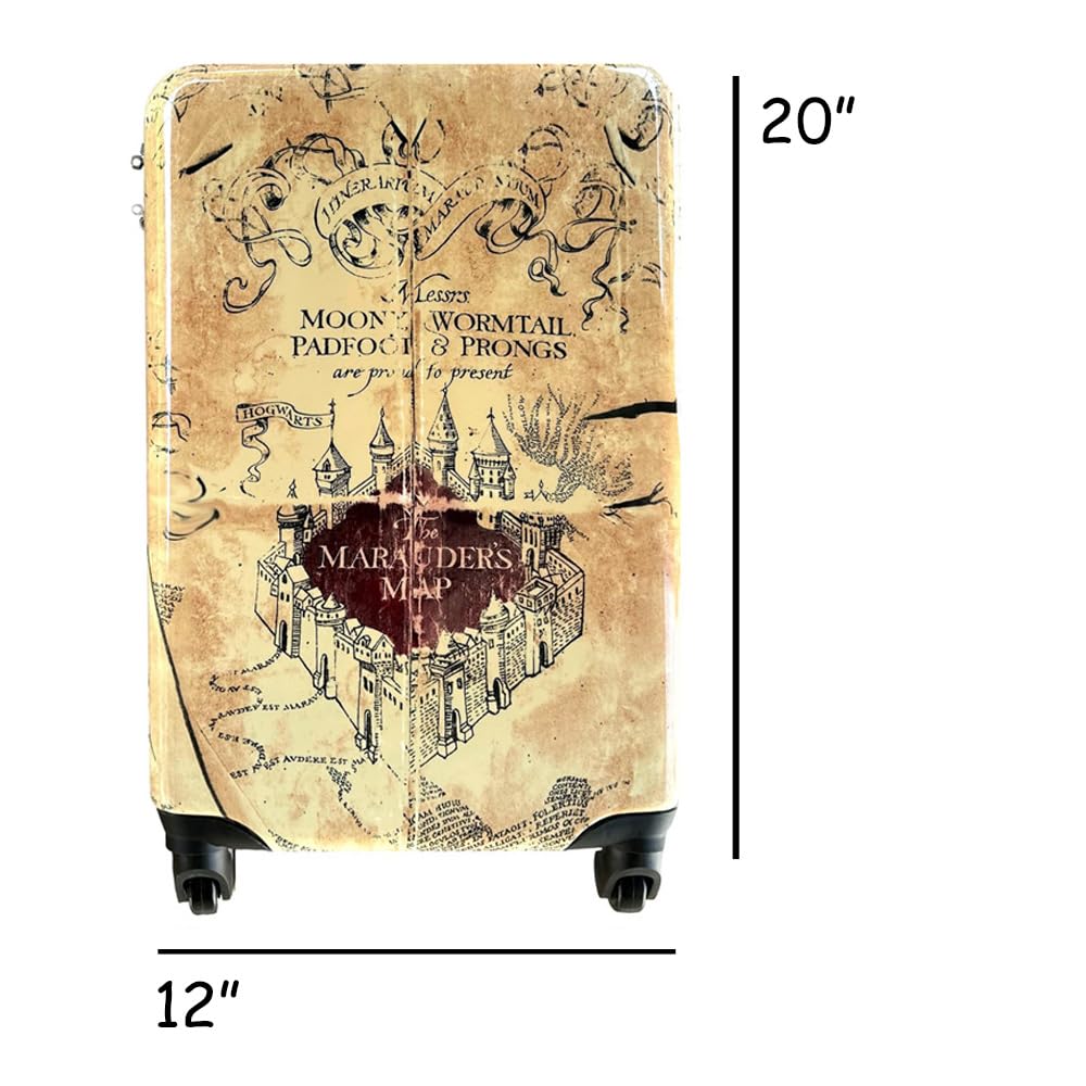 Harry Potter Marauders Map Hardshell Rolling Carry-On Luggage Suitcase - Lightweight Spinner Travel Bag for Airplane, Business Trips & Wizarding World Adventures