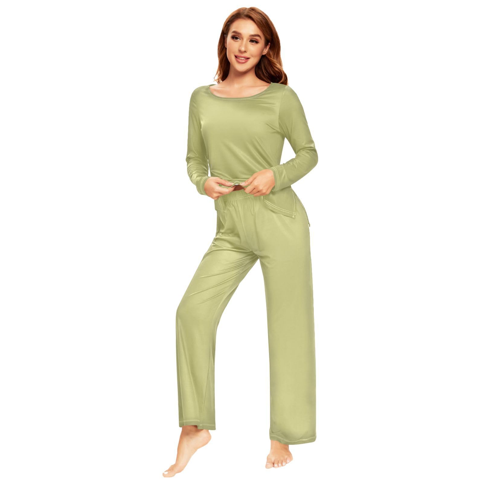 Blue Women's Pajama Set - Soft Long Sleeve Sleepwear Top & Pants Lounge Outfit 20804 | Cozy Nightwear for Relaxing at Home, Sleepovers & Gift Giving