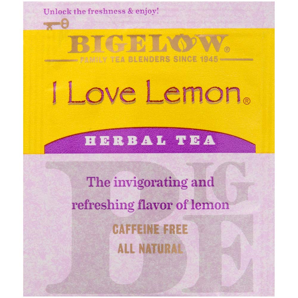 Bigelow I Love Lemon Herbal Tea Bags - 28 Count Box | Caffeine-Free, Refreshing Flavor for Relaxation & Afternoon Tea Time