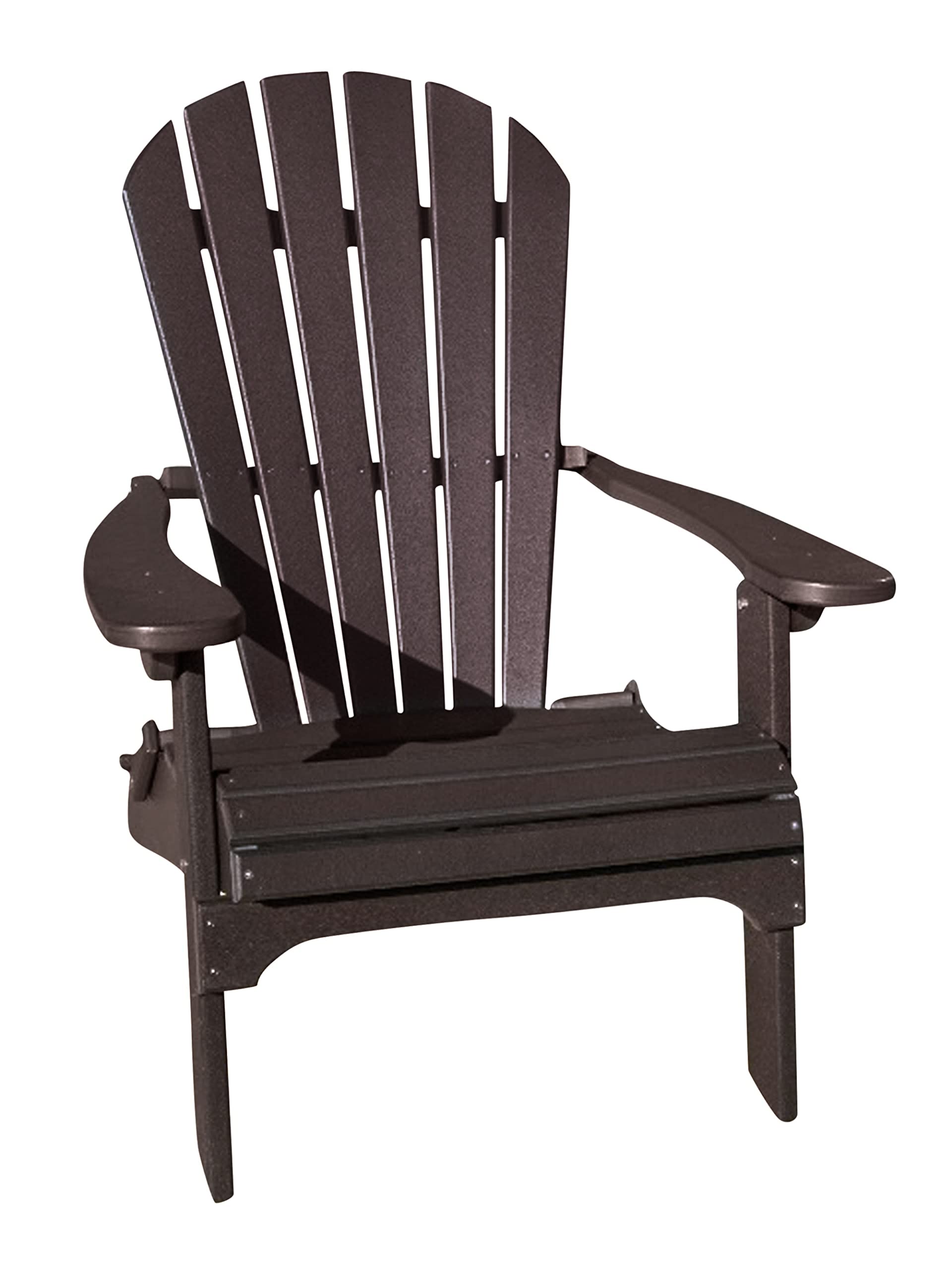 Phat Tommy Foldable Adirondack Chair - Heavy Duty HDPE Recycled Plastic Folding Outdoor Chair - All Weather Patio, Deck, Porch Furniture for Backyard, Garden, Poolside & Camping - Brown