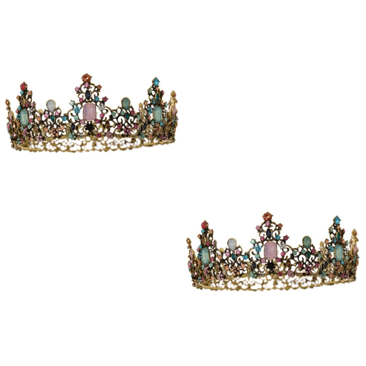 Beavorty 2-Piece Baroque Crystal Crown Headband Set - Elegant Wedding Hair Accessories for Women, Brides & Prom Queens - Perfect for Weddings, Proms, Pageants & Special Occasions