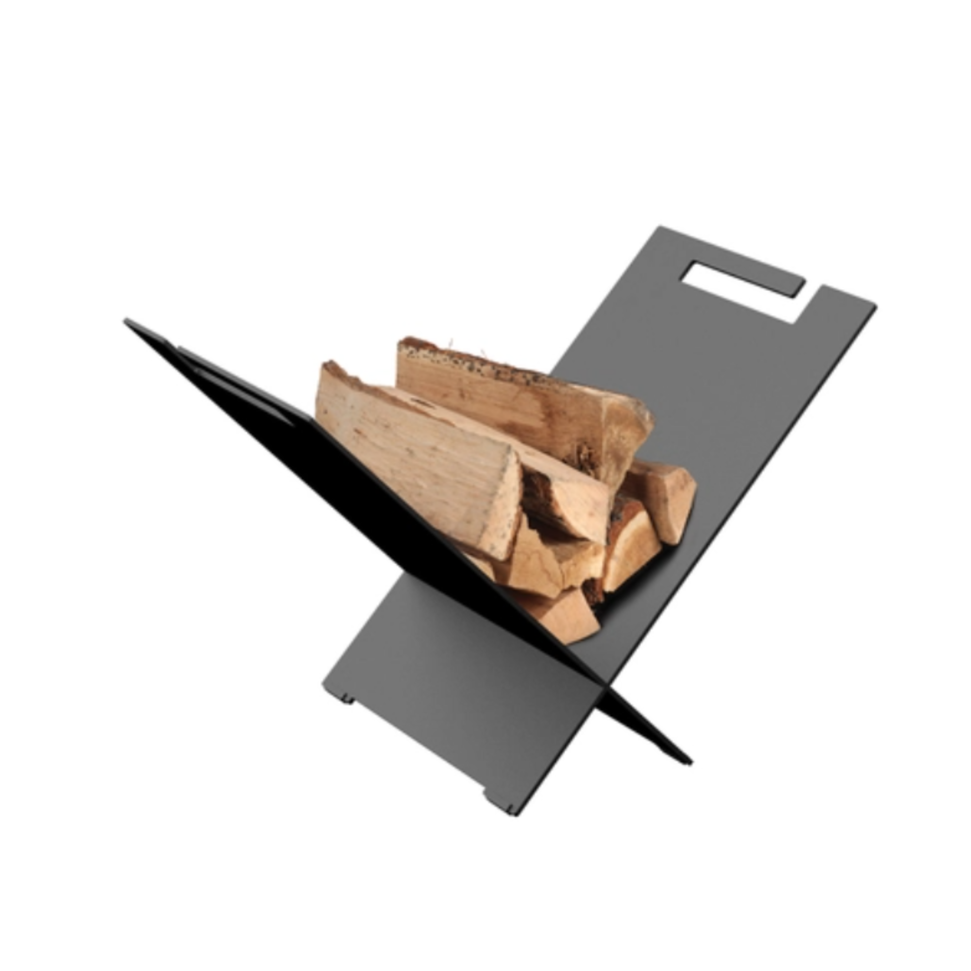 Valcourt Equiss Freestanding Log Holder AC02350 - Rustic Firewood Rack for Indoor/Outdoor Use - Perfect for Fireplace, Patio, and Camping