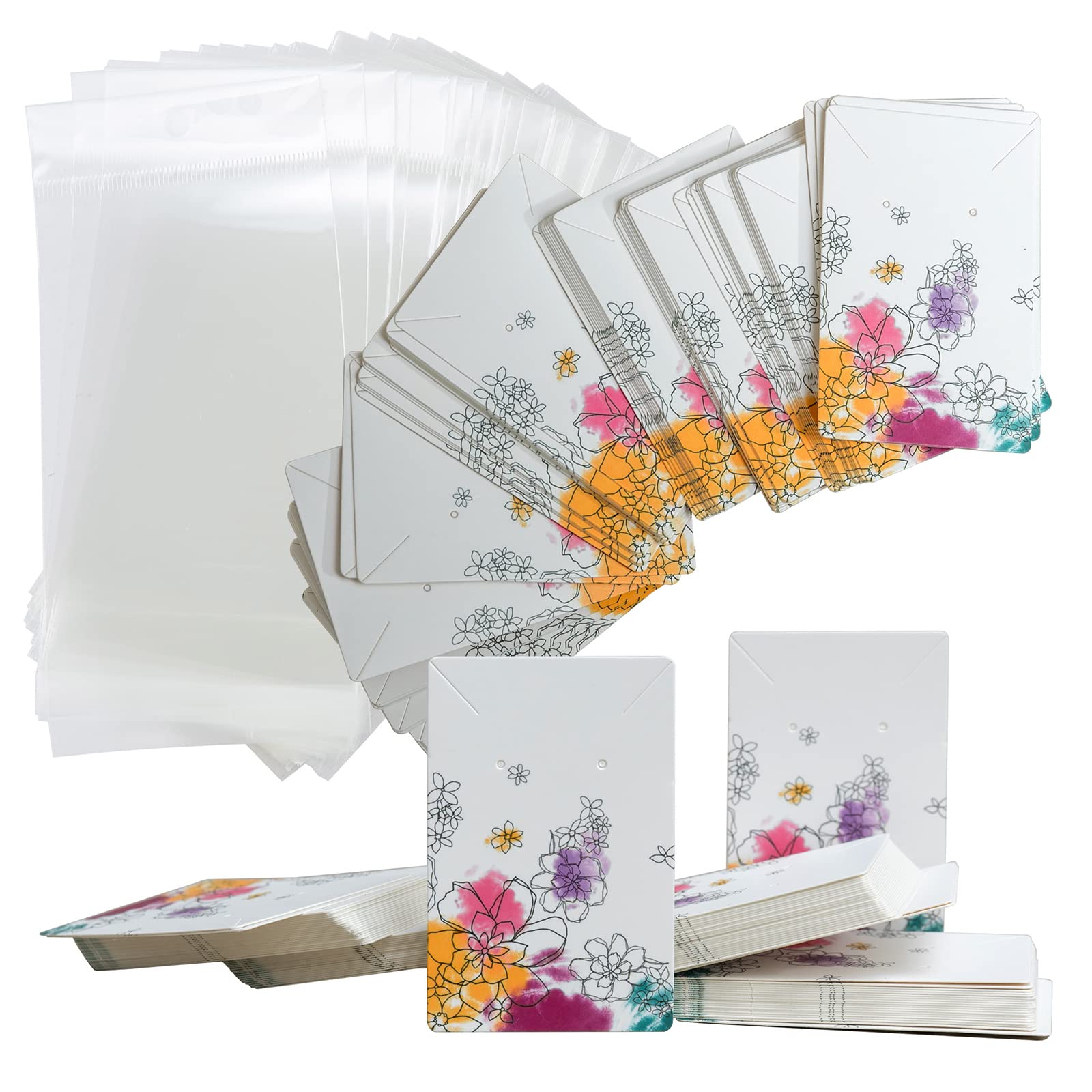 100-Pack Jewelry Display Cards with Bags - 3.5 x 2.4 Inch Necklace & Earring Holder Cards - Premium Jewelry Packaging for Retail Stores, Boutiques & Trade Shows