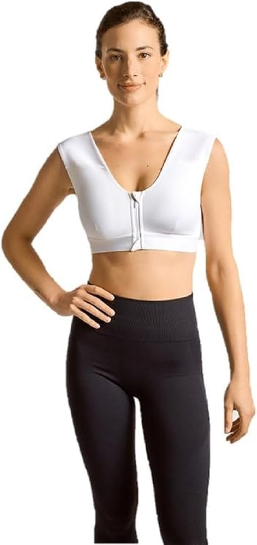 Tommie Copper Shoulder Support Compression Bra with Front Zipper - Wireless Posture Corrector & Back Support Bra UPF 50 for Women - Perfect for Yoga, Workouts & Pain Relief