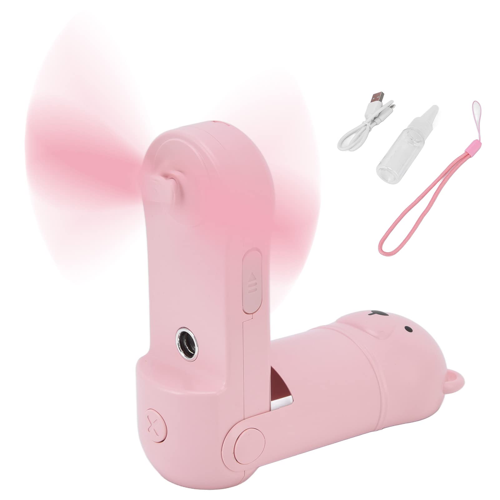 YOUTHINK Portable Handheld Fan - Cute Panda Shaped Mini Desk Fan with 2 Speed Settings, USB Rechargeable Battery Operated Cooling Fan for Travel, Office, Home, Dorm Room (Bear Pink) | Perfect for Summer Outdoors, Camping, Beach Trips & Hot Weather Use