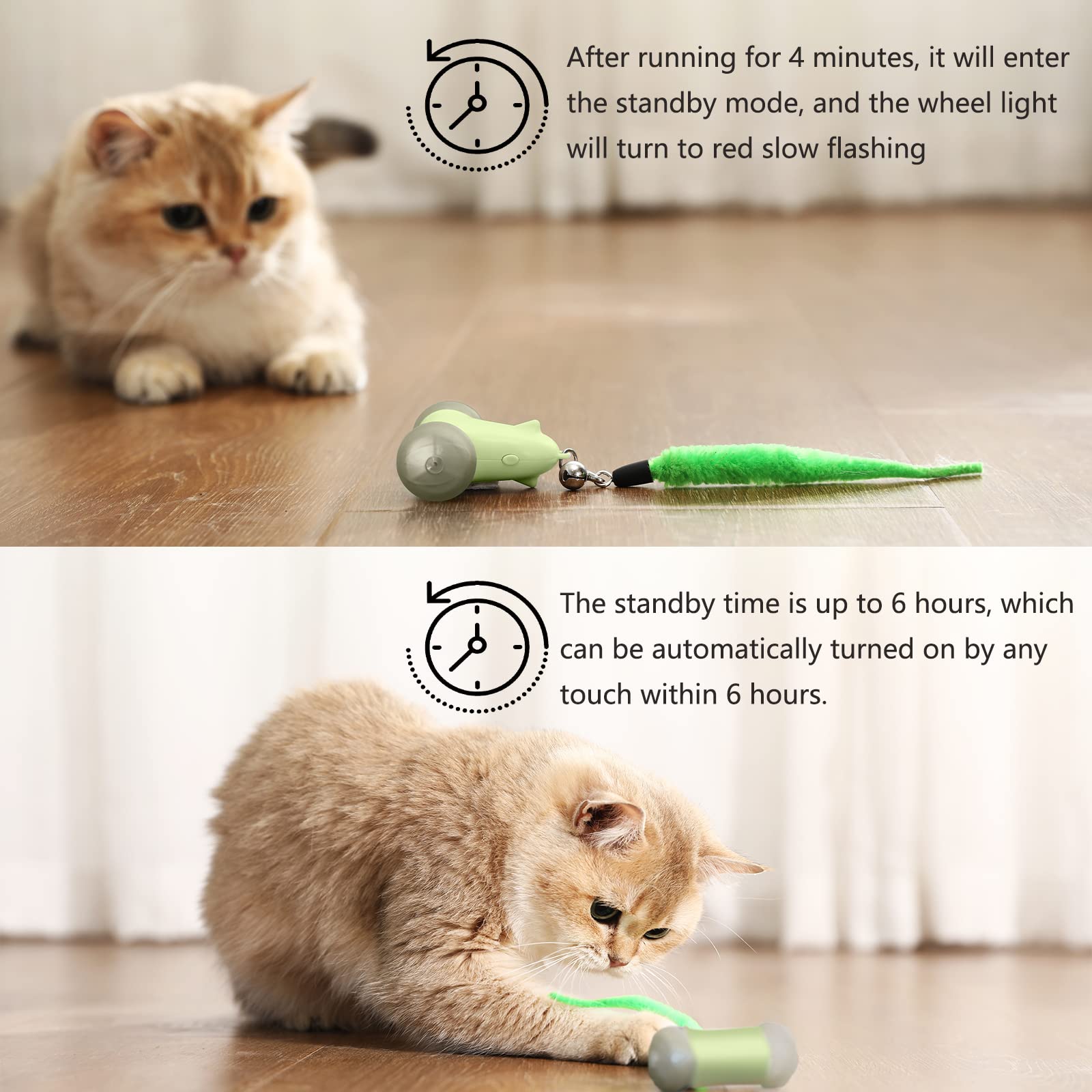 CZPET Interactive Cat Toys - Automatic Jumping Exercise Toy with Replaceable Elastic & Feather Mouse - Fun Developmental Puzzle Teaser for Kittens - Perfect for Playtime, Exercise & Mental Stimulation