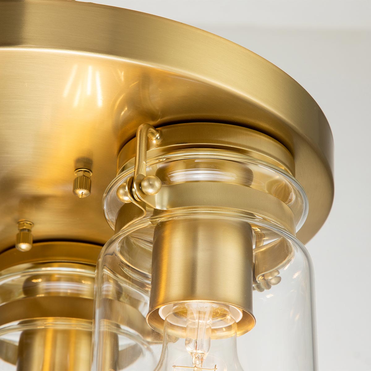 Brinley 3-Light Flush Mount Ceiling Light Fixture - Brushed Brass/Brushed Nickel/Antique Bronze Finish - E27 Base - Perfect for Bedroom, Living Room & Hallway Lighting