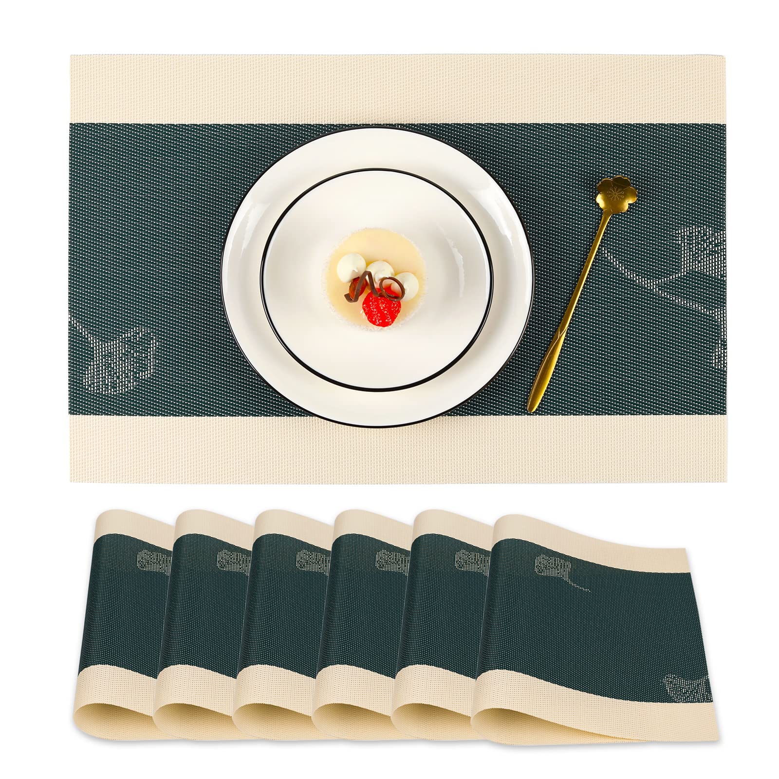Washable Oil Stainless Heat Resistant Rectangle Vinyl Table Place Mats - Non-Slip Dining Table Protectors for Restaurant, Office, Kitchen & Home Decor | Perfect for Housewarming Gifts & Daily Use