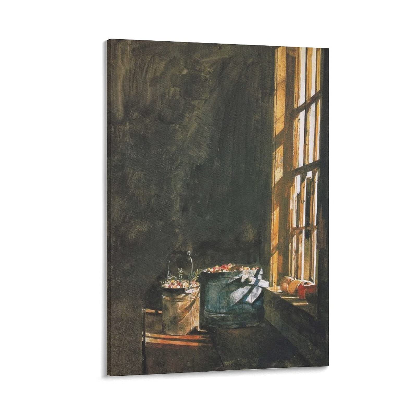 Andrew Wyeth Windy Poplars Room Canvas Wall Art Print - 24x36 Inches (60x90cm) - Premium Home Decor for Living Room, Bedroom & Office - Perfect for Modern Interior Design & Housewarming Gifts