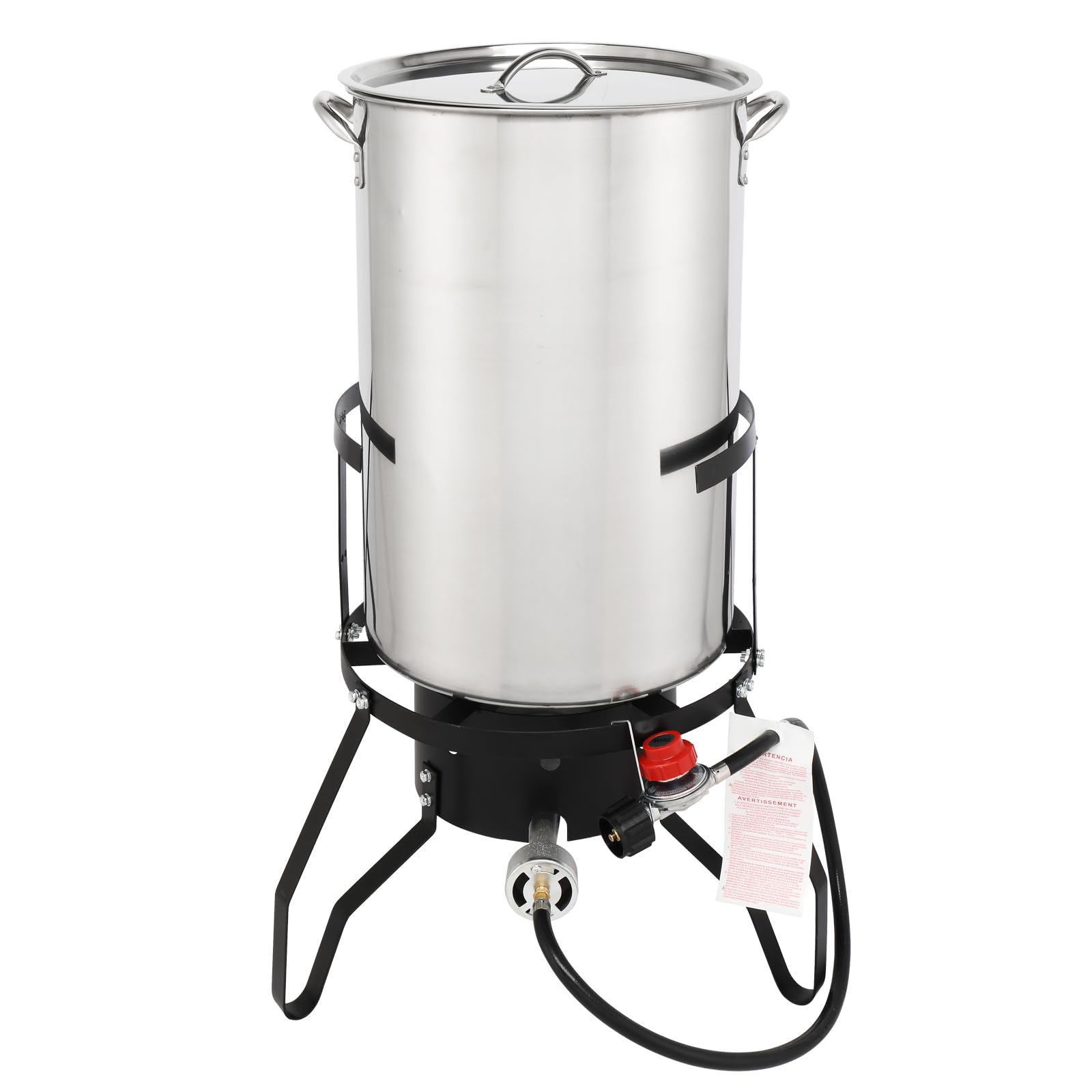 Outvita 50 Qt Aluminum Turkey Deep Fryer Set with 54,000 BTU Propane Burner - Fish & Seafood Boiler Steamer Kit Includes Stand, Injector, Thermometer & Hose - Perfect for Outdoor Cooking, Frying Turkey, Clams, Crawfish, and Seafood Parties (Silver)