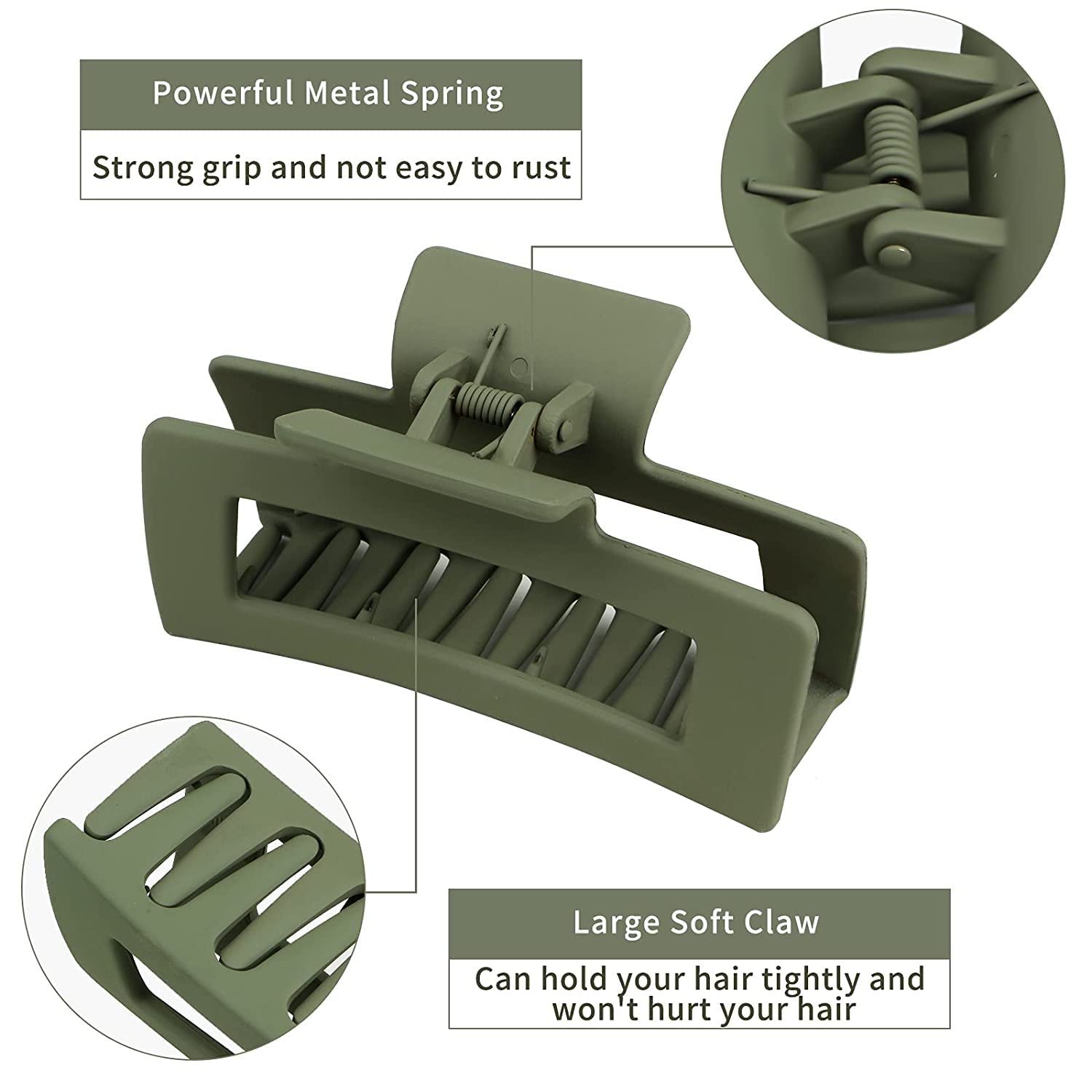 Minta Rectangle Claw Hair Clips 6 Pack - Matte Hair Claws Jaw Clips for Women, Hair Styling Accessories for Ponytail, Bun & Updo Hairstyles - Perfect for Work, Party & Everyday Use