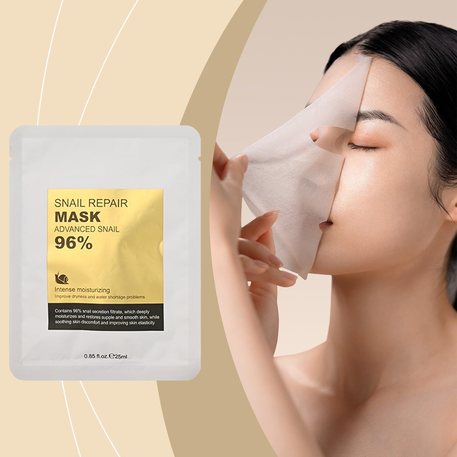 Premium Snail Mucin Sheet Mask - Hydrating & Anti-Aging Facial Mask with Snail Secretion Filtrate | Korean Skincare for Youthful Glow | Reduces Wrinkles & Fine Lines | Perfect for Night Routine, Spa Day & Travel Skincare (1pc)