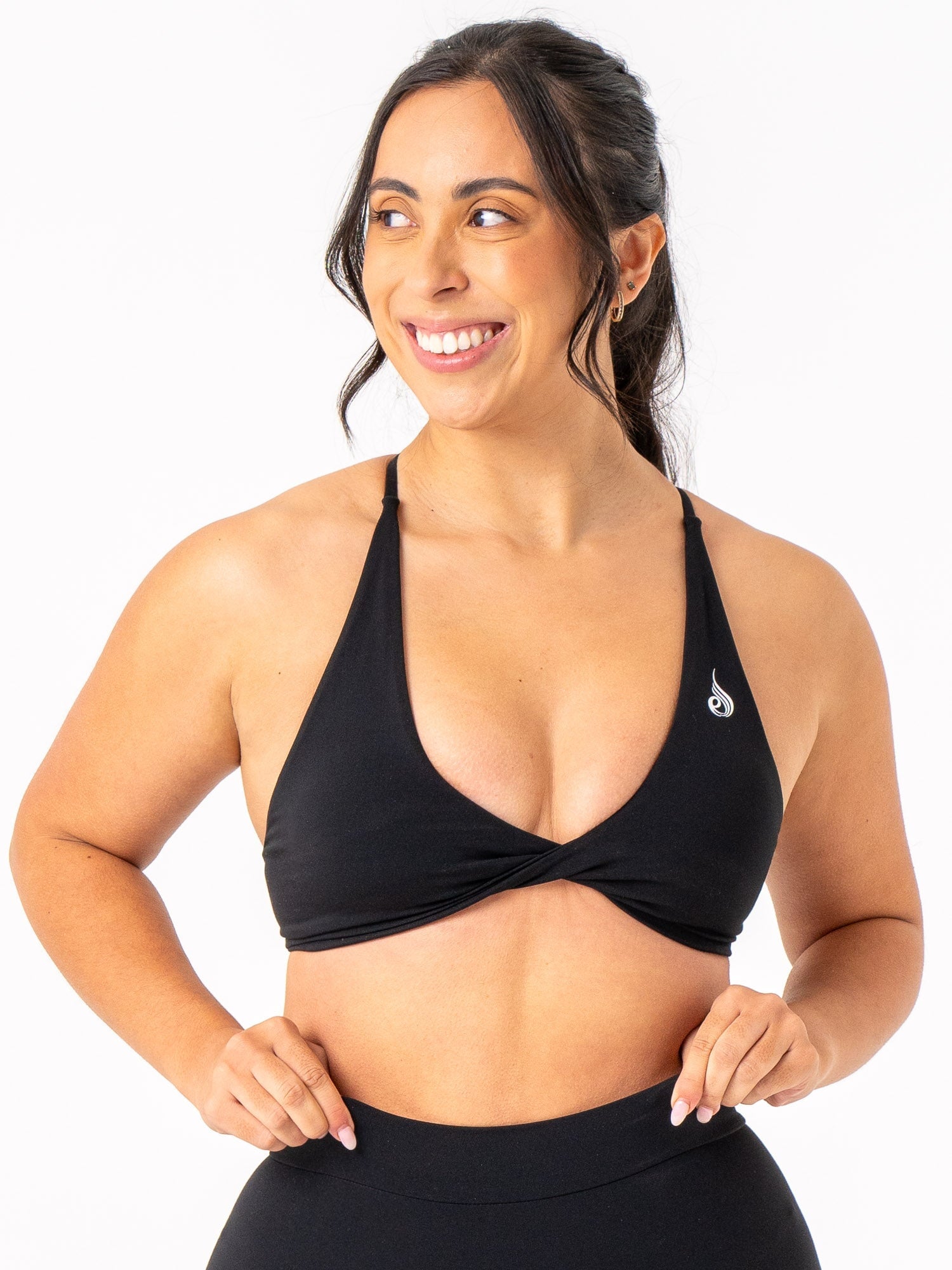 NKD Twist Sports Bra for Women - High Support Workout Top - Black - Perfect for Yoga, Running & Gym