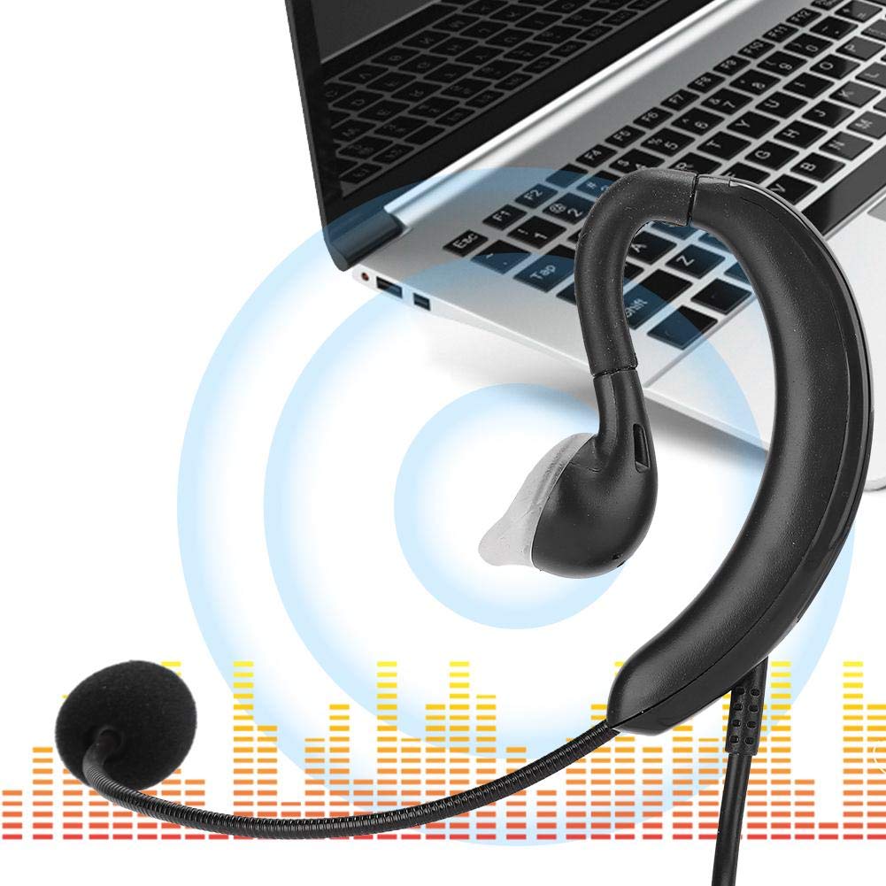 USB Wired Ear-Hook Headset with Microphone - Noise Cancelling Computer Headphones for Skype/Zoom/Teams - One-Key Mute Feature for Online Teaching, Training & Remote Work (Compatible with PC/Laptop/Desktop)