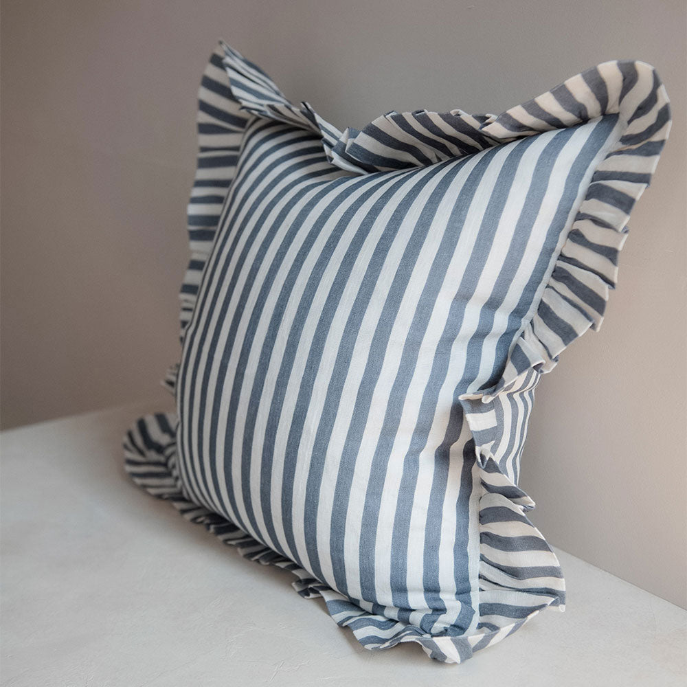 Premium Linen Pillow Cover - Stone Blue Stripe Design - Breathable & Soft Decorative Pillowcase for Bedroom, Living Room, Sofa - Home Decor Essentials