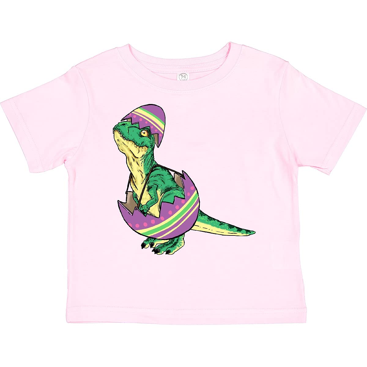Inktastic Easter Baby T-Rex in Easter Egg Graphic Toddler T-Shirt - Cute Dinosaur Themed Shirt for Boys & Girls - Perfect for Easter Outfits, Holiday Photos & Playdates