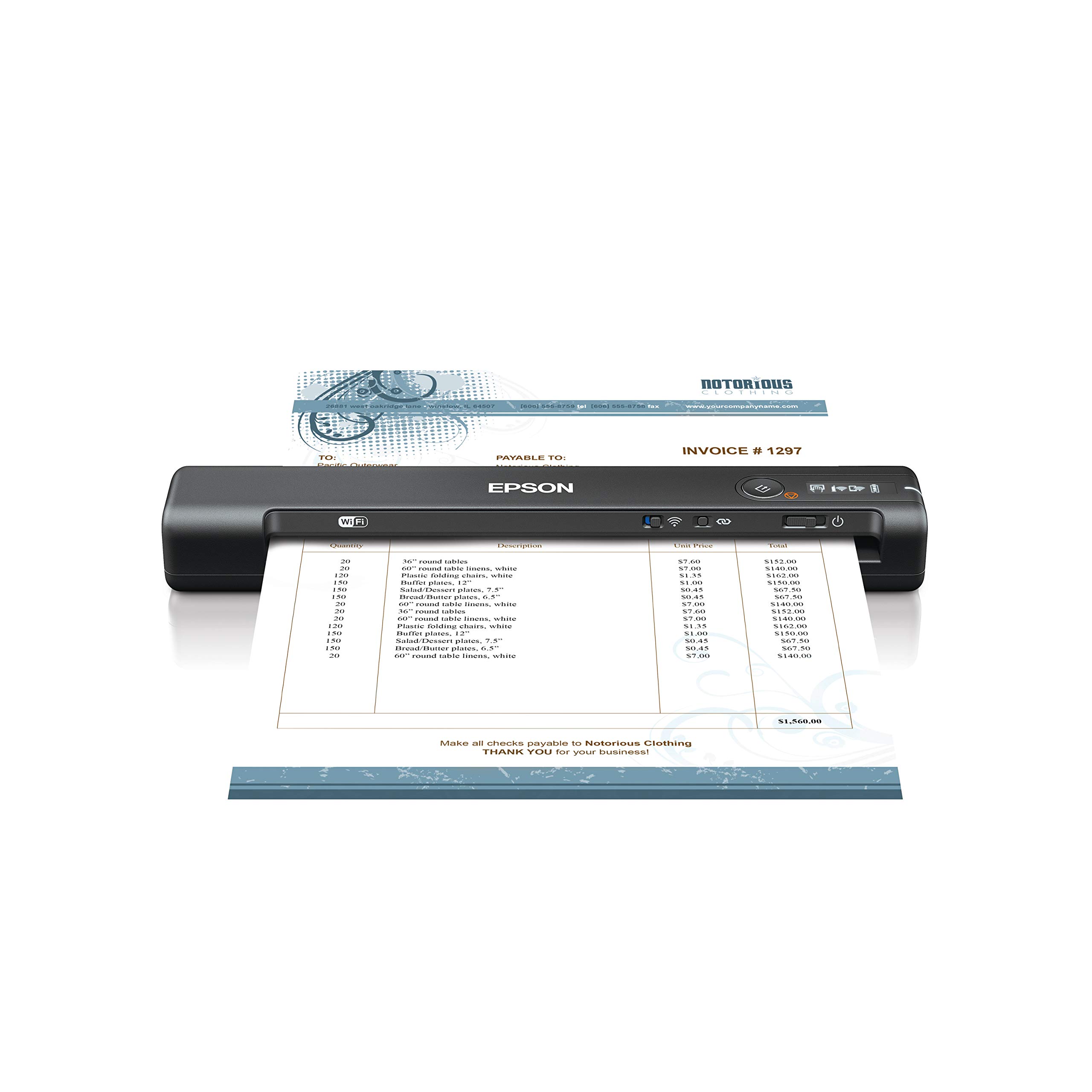 Epson Workforce ES-65WR Wireless Portable Sheet-fed Document Scanner for PC & Mac - Fast Scanning, Premium Accounting Features - Perfect for Home Office, Small Business & Remote Work