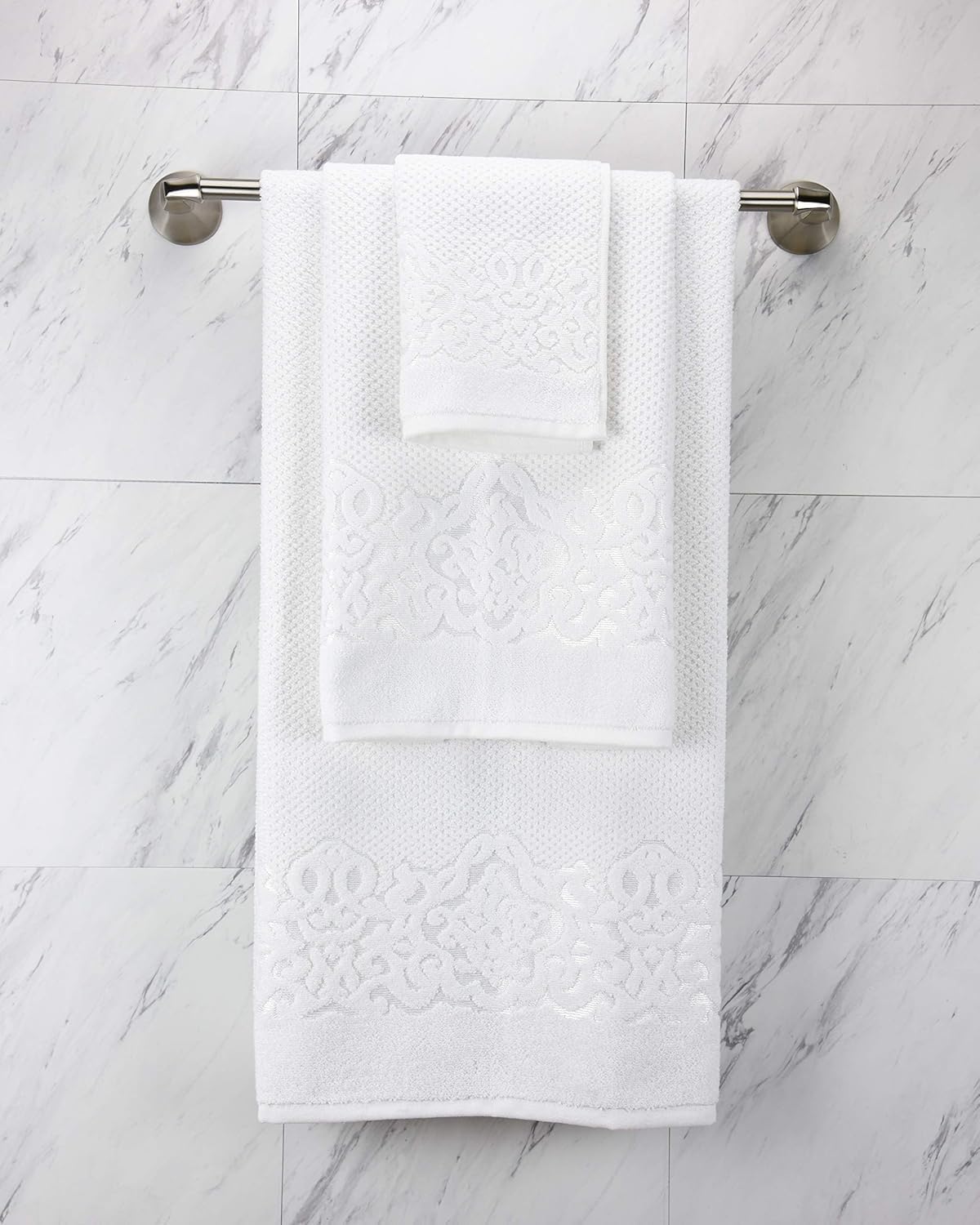 Premium Turkish Cotton Bath Towels Set of 6 - Ultra Soft & Highly Absorbent Luxury Towels (1 Bath, 1 Hand, 4 Washcloths) - Lightweight & Quick-Drying for Spa, Bathroom & Beach Use - White