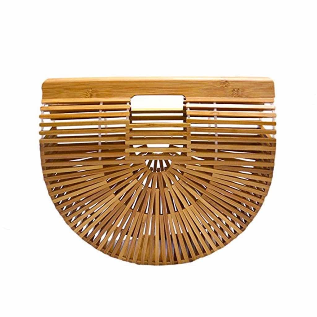Stylish Bamboo Woven Shoulder Bag for Women - Chinese Retro Handmade Beach Travel Tote - Large Yellow Straw Purse for Summer Outings, Picnics, and Vacation Accessories
