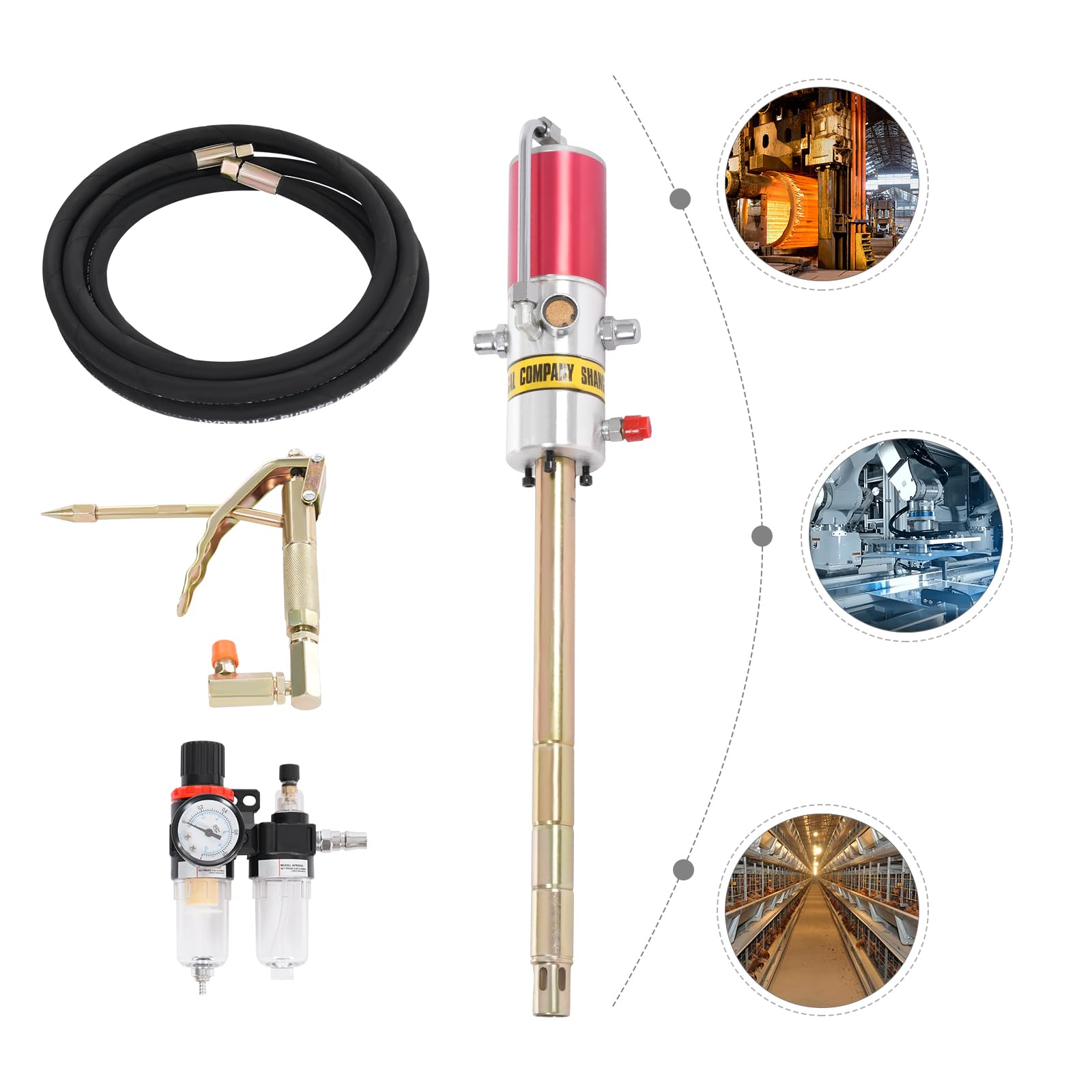 LYNICESHOP 50:1 Air Operated Pneumatic Oil Transfer Pump - Heavy Duty 35mm Drum Pump for 30-40MPa High Pressure Grease & Oil Transfer - Ideal for Automotive, Industrial & Marine Applications