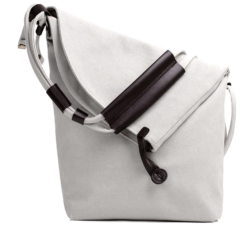 WSLCN Hobo Bag Casual Canvas Crossbody Messenger Shoulder Bag for Women & Men - Light Beige Unisex Tote - Perfect for Work, Travel & Everyday Use