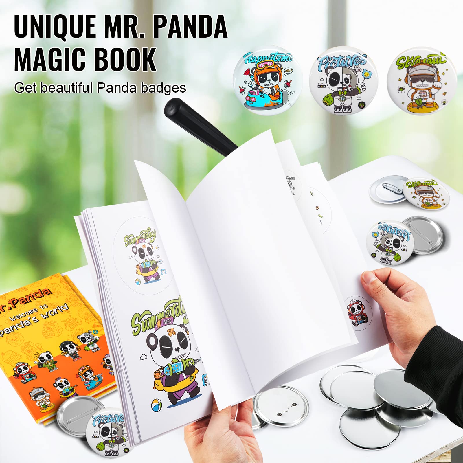 VEVOR Button Maker Machine Kit - 1.25 & 2.25 Inch Badge Press with 500pcs Button Parts, Circle Cutter & Magic Book - DIY Pin Making Supplies for Kids Crafts, School Projects & Party Favors - Perfect for Custom Buttons, Gifts & Event Souvenirs
