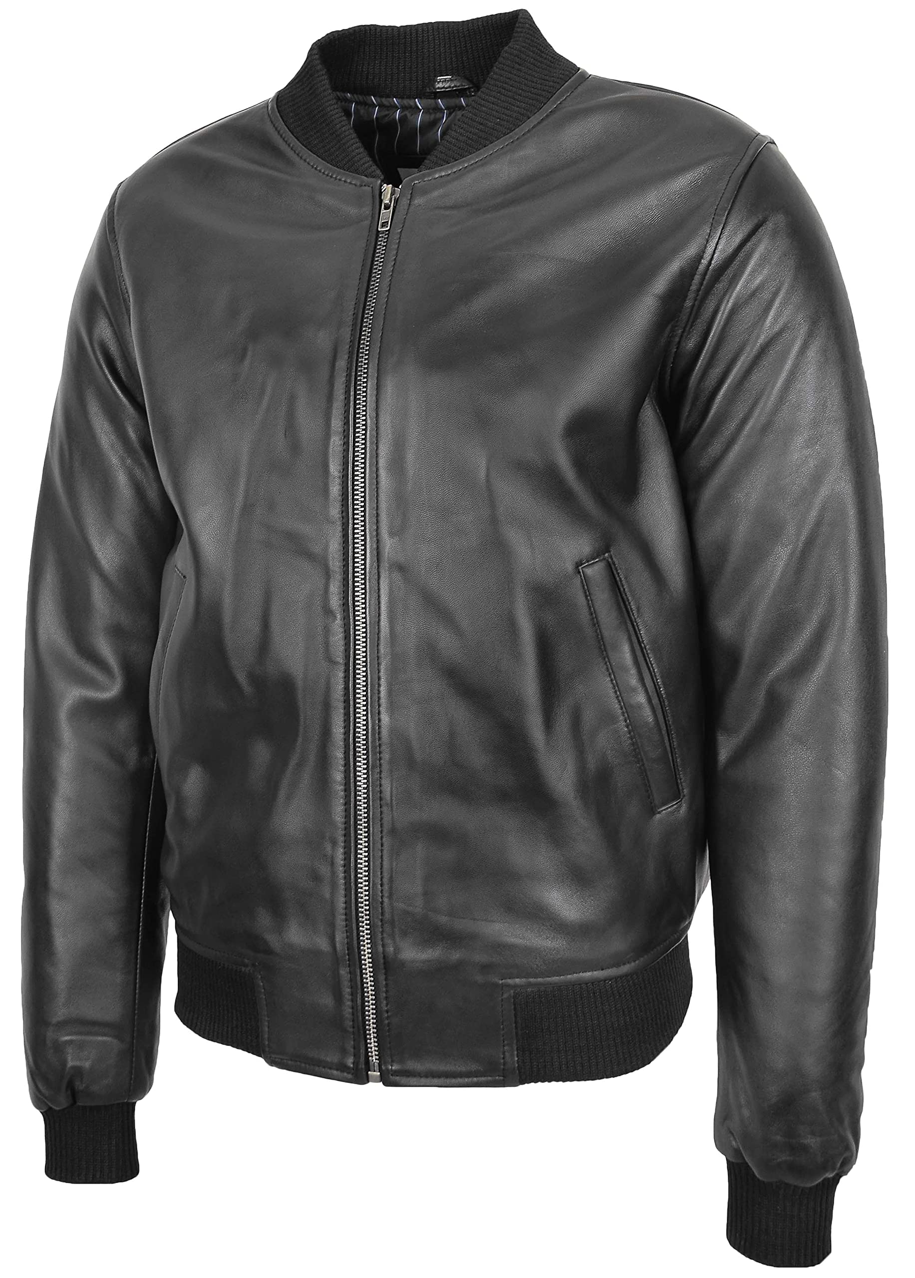 Men's Genuine Leather Bomber Jacket MA-1 Varsity Style Ryan - Classic Aviator Flight Jacket for Casual Wear & Night Out