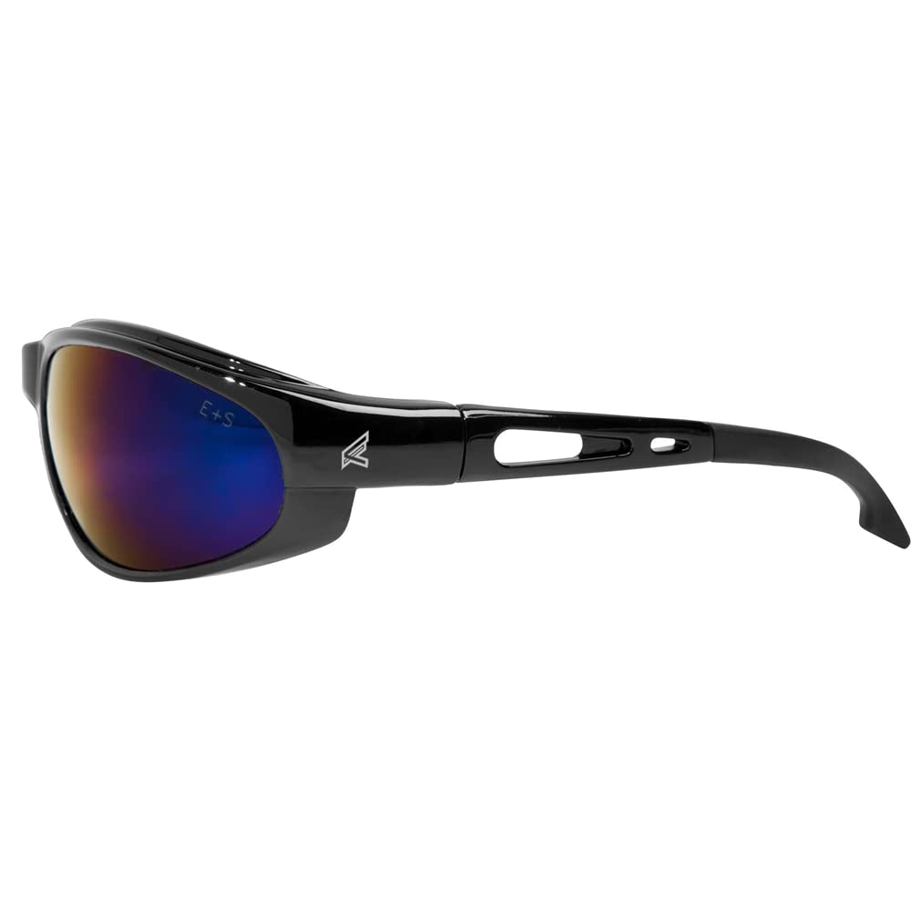 Dakura SW118 Military Grade Safety Glasses - ANSI/ISEA & MCEPS Certified, UV400 Protection, Anti-Scratch & Non-Slip Design, Black Frame with Blue Mirror Lens (5.04