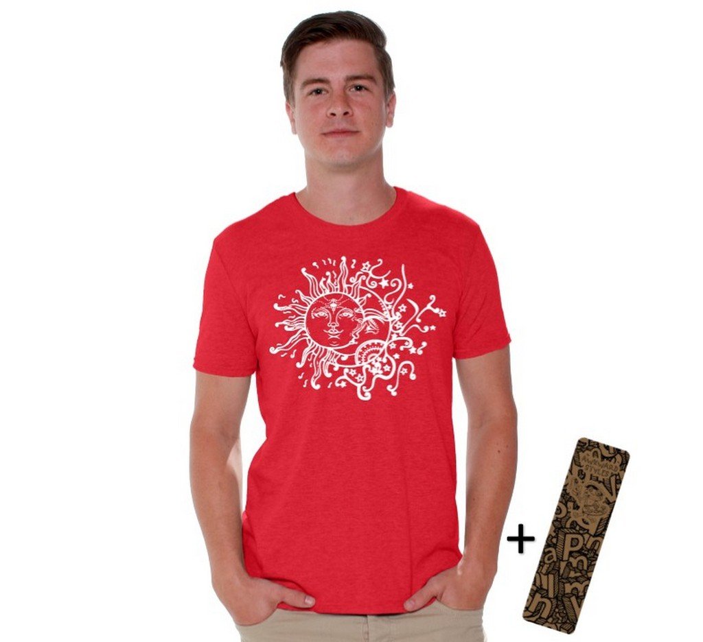 Awkwardstyles Sun Moon Graphic T-Shirt - White Astronomy & Astrology Tee with Free Bookmark | Perfect for Stargazing, Cosplay & Gift Giving