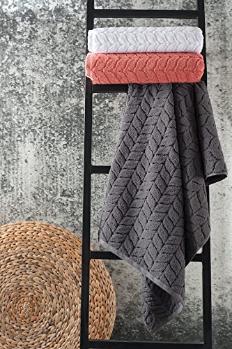 BAGNO MILANO Luxury Turkish Bath Towels Set - Soft Plush Jacquard, Quick Dry, Super Absorbent - Charcoal Bath Sheet for Spa, Hotel & Home Use