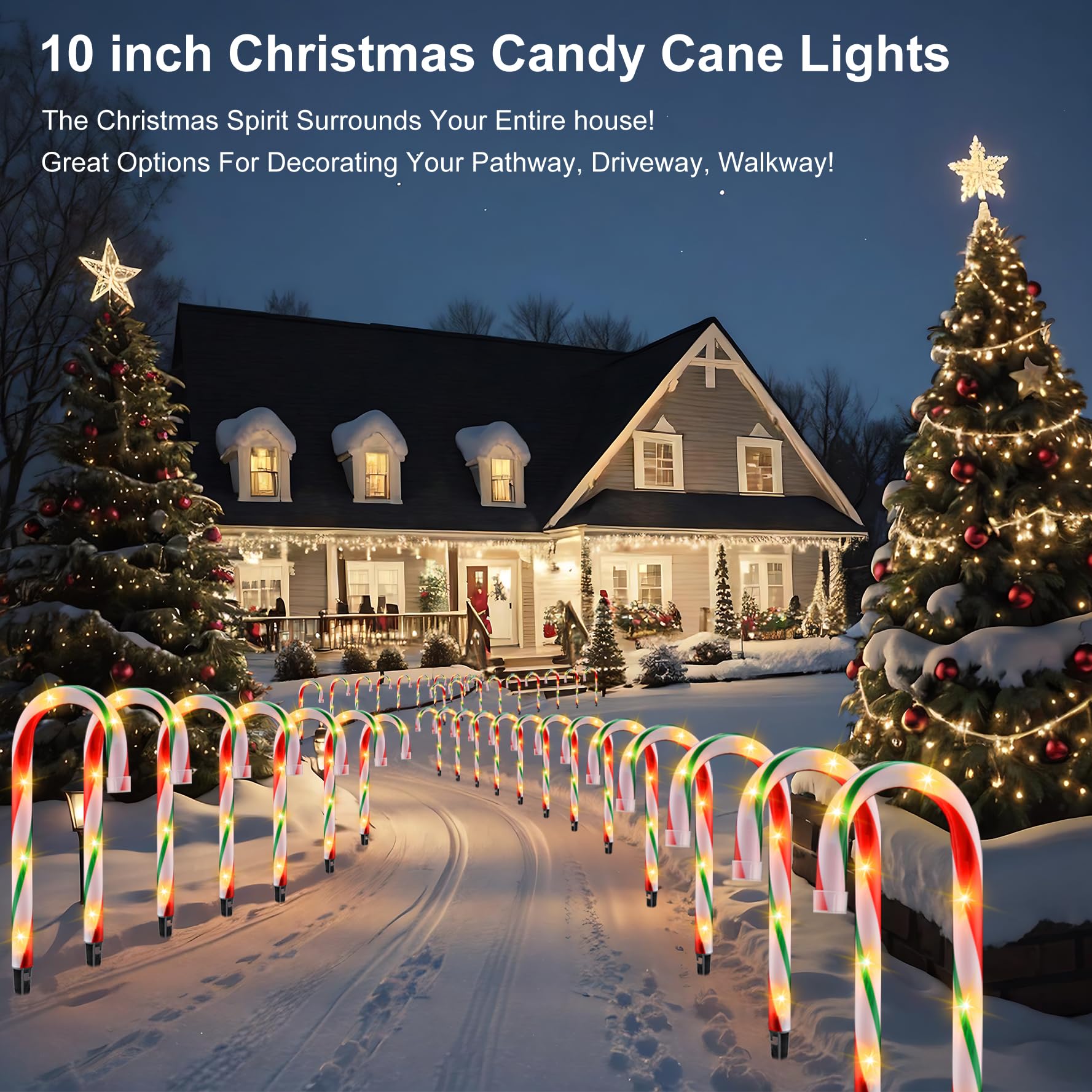 GAGALIFE 10 Pack Candy Cane Pathway Lights - 10