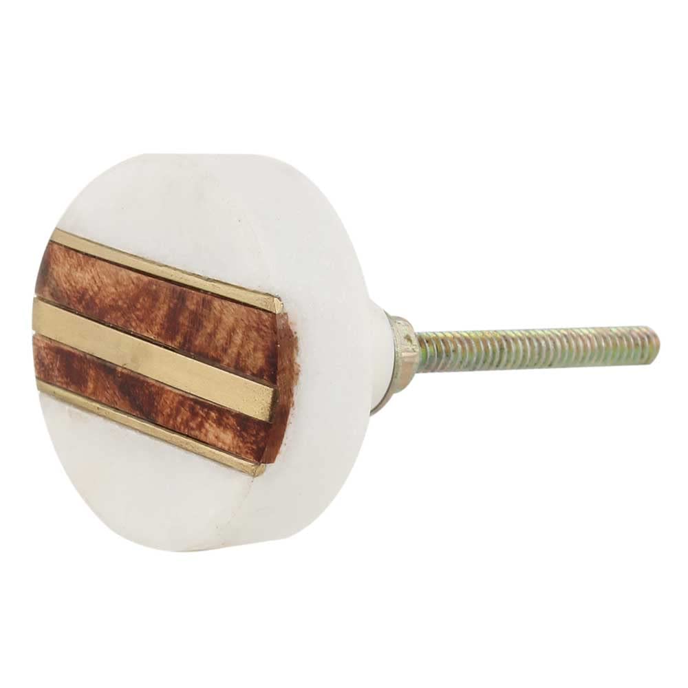2-Pack Round Brown & White Luxury Marble Cabinet Knobs - Elegant Brass Drawer Pulls for Kitchen Cabinets, Dressers & Cupboards - Premium Stone Hardware for Home Decor & Furniture Upgrade