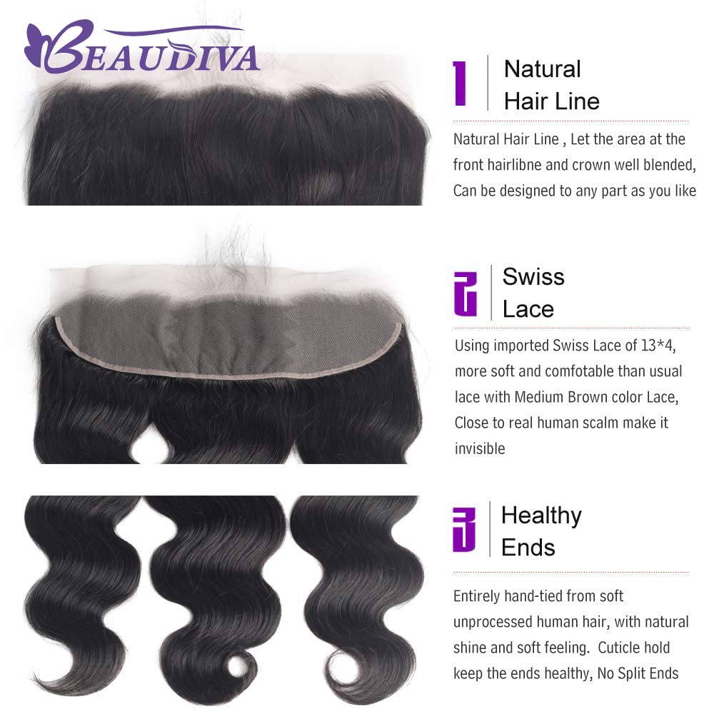 10A Virgin Brazilian Human Hair Bundles - 100% Unprocessed Body Wave 3 Bundles (24-28 inches, Black) for Weave, Extensions & Natural Hairstyles