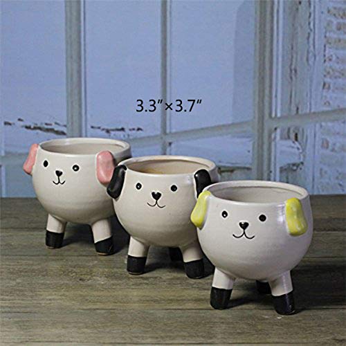 Cute Animal Flower Pot - Dog Shaped Succulent Planter Vase (Black) for Indoor Plants, Home Decor & Office Desk Accessories