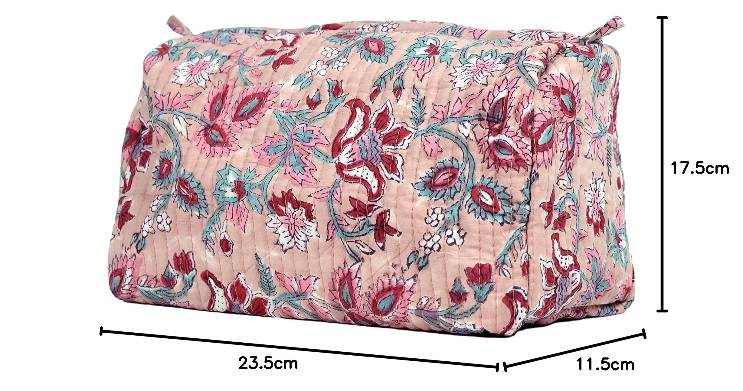 Block N Style Hanging Travel Toiletry Bag for Women - 100% Cotton Handblock Printed Cosmetic Organizer | Perfect for Makeup, Skincare & Travel Essentials | Ideal for Vacation, Gym & Daily Use