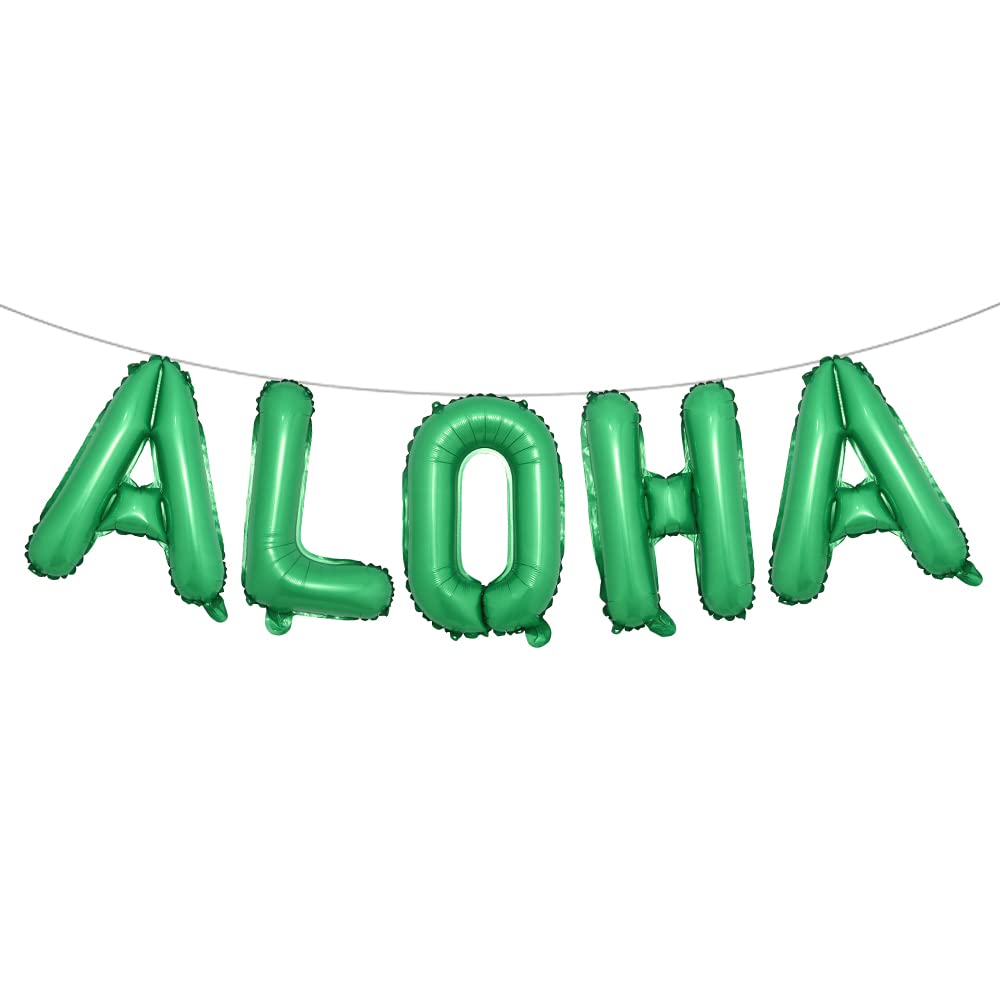 16 Inch Tropical Hawaii Party Decorations - Aloha Green Foil Balloons & Banner for Wedding, Birthday, Luau, Beach Theme Party Supplies | Perfect for Hawaiian-Themed Events, Baby Showers & Summer Celebrations