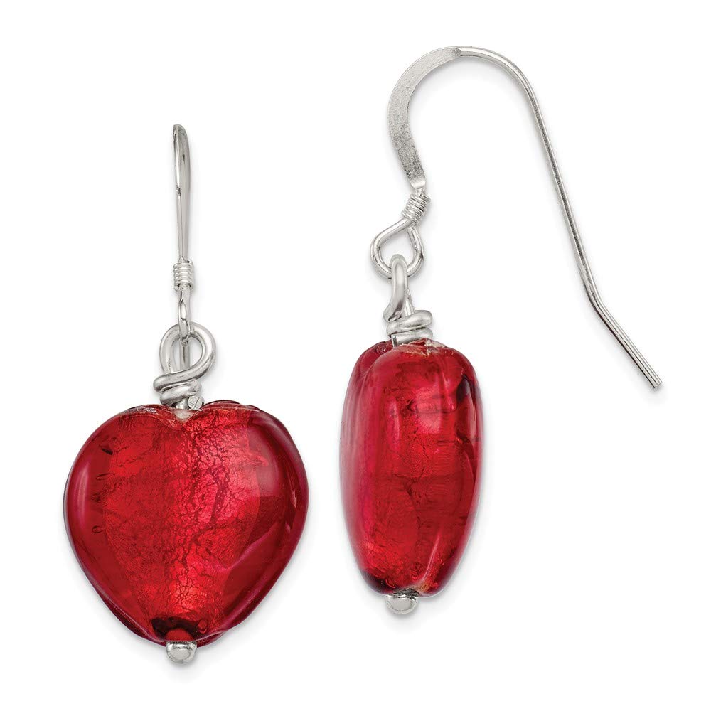 Elegant Sterling Silver Red Murano Glass Heart Earrings for Women | Handmade Italian Jewelry | Perfect Gift for Valentine's Day, Anniversary & Special Occasions