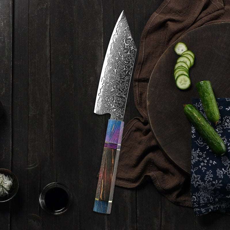 Premium KODACHI VG10 Damascus Steel Bunka Knife - Japanese Kitchen Knife with Rosewood Burl Handle - Perfect for Slicing, Dicing & Precision Cutting in Home & Professional Kitchens