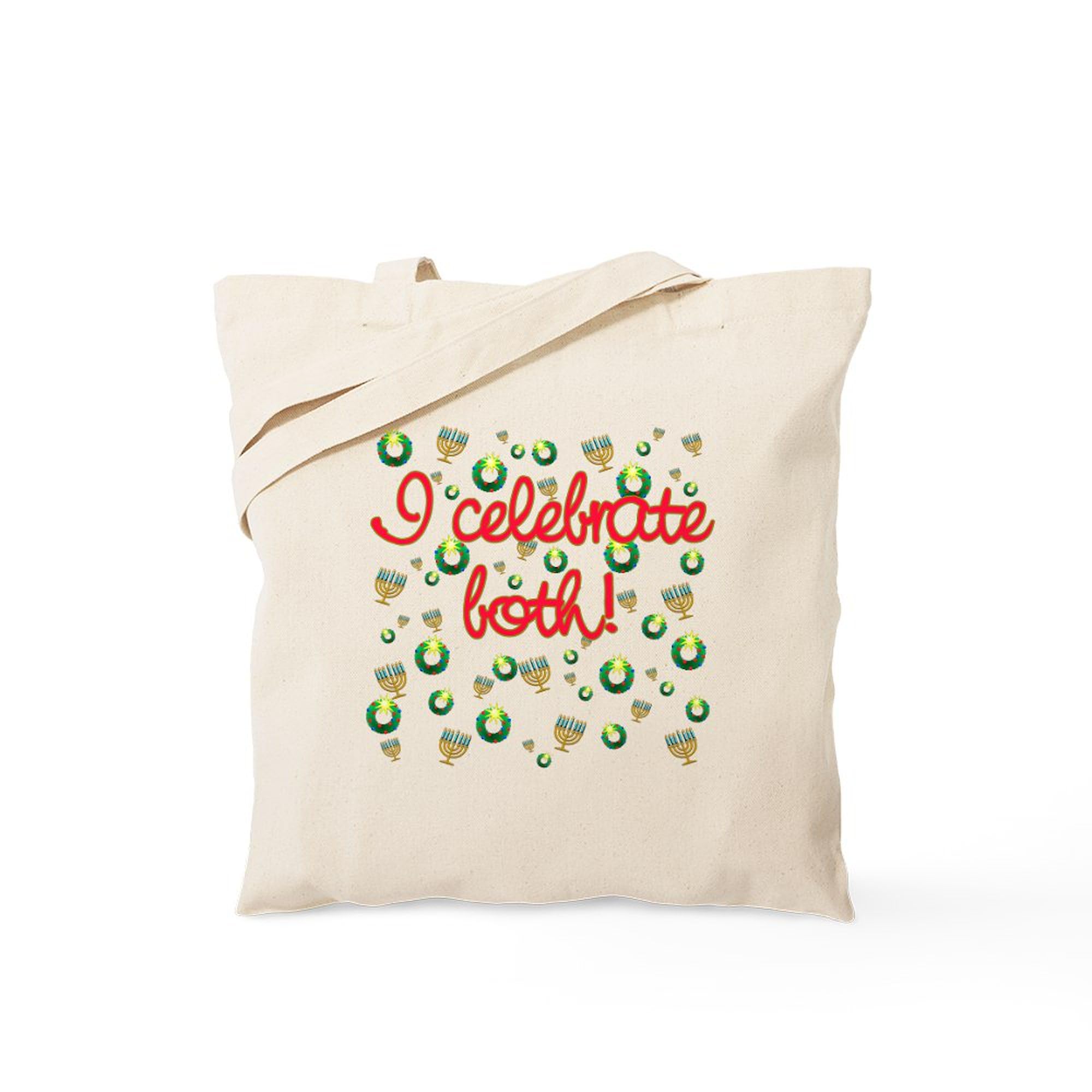 Hanukkah and Christmas Reusable Canvas Tote Bag - Eco-Friendly Natural Shopping Bag for Holiday Gifts, Groceries & Daily Use