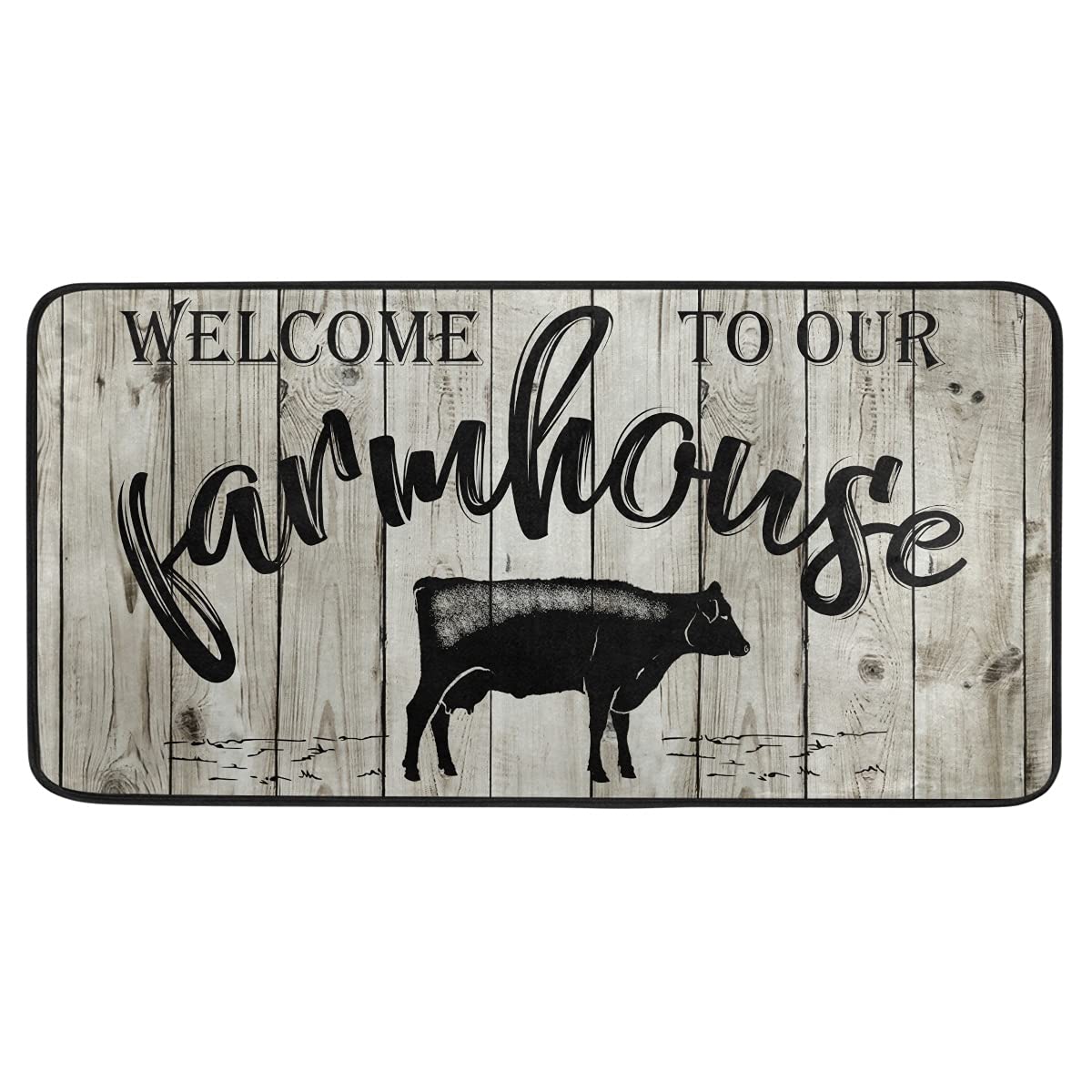 Farmhouse Kitchen Rug - Washable Cow Print Floor Mat, 39